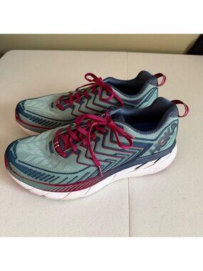 Womens Hoka One One Clifton 4 Aqua Blue Running Shoes Size 9.5 Athletic Shoes
